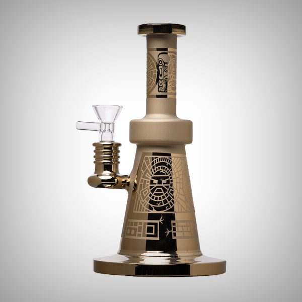 Human Grade Aztec Water Pipe – 7.75″ Sandblasted Glass by Human Grade | Water Pipe | 421Store online smoke shop
