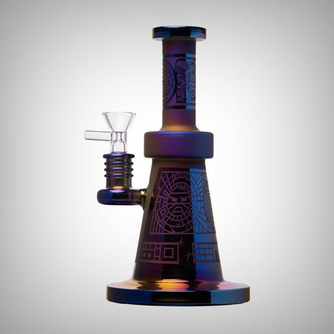 Human Grade Aztec Water Pipe – 7.75″ Sandblasted Glass by Human Grade | Water Pipe | 421Store online smoke shop