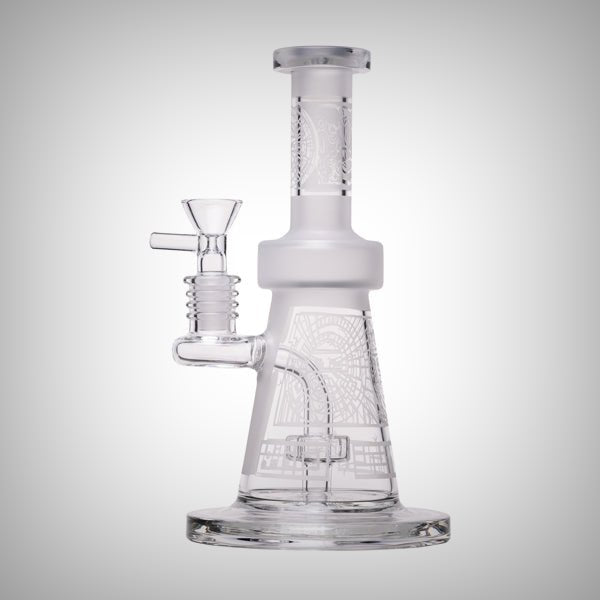 Human Grade Aztec Water Pipe – 7.75″ Sandblasted Glass by Human Grade | Water Pipe | 421Store online smoke shop