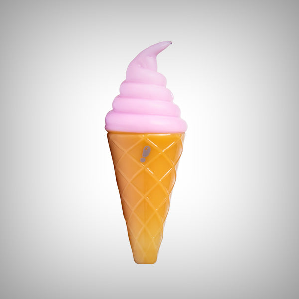 Borosilicate glass hand pipe shaped like an ice cream cone