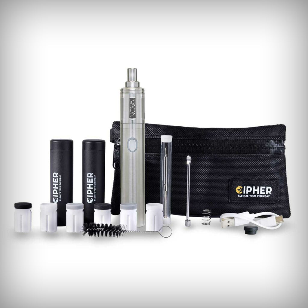 ipher NOVA V3 Stainless Steel electric smoking pipe with included accessories and travel bag