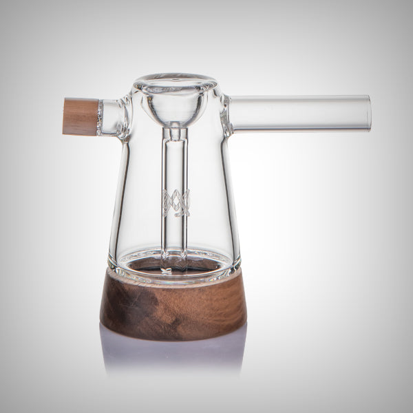 MJ Arsenal Mesa Bubbler made from borosilicate glass with black walnut accents