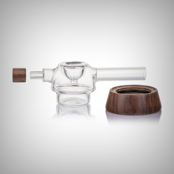 Premium glass pipe with lathed black walnut details