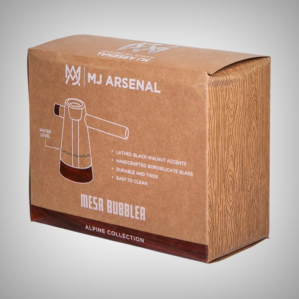 MJ Arsenal Mesa Bubbler – Compact Glass Bubbler with Walnut Accents by MJ Arsenal | Waterpipes | 421Store online smoke shop