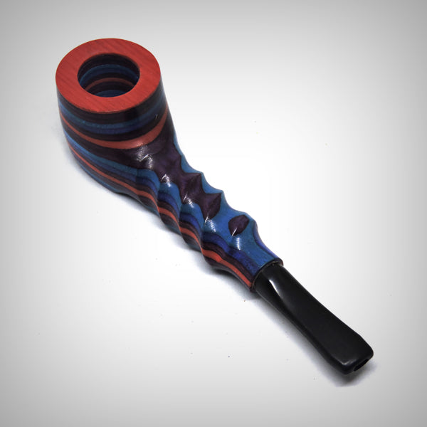 Carved spiral wooden pipe with layered color variation