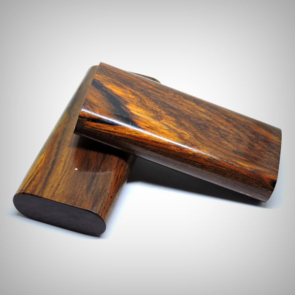 Cocobolo one-hitter holder with sliding wooden lid