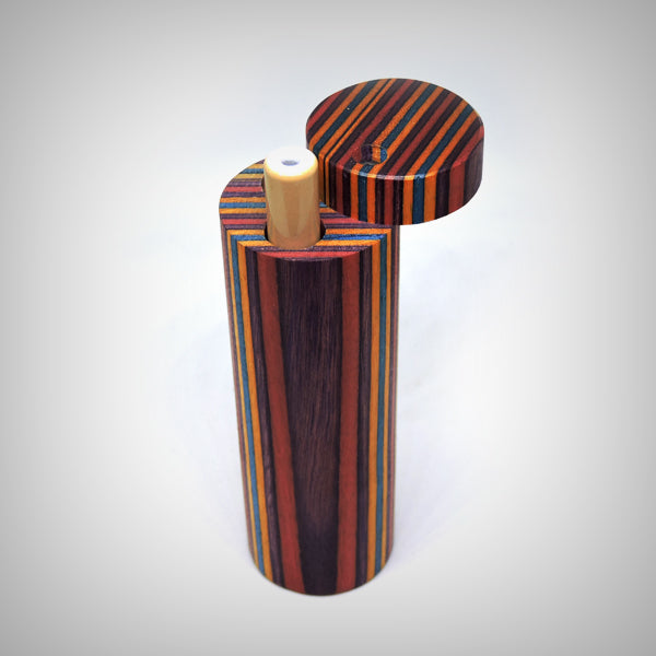 Cylindrical weed dugout with smooth wood finish