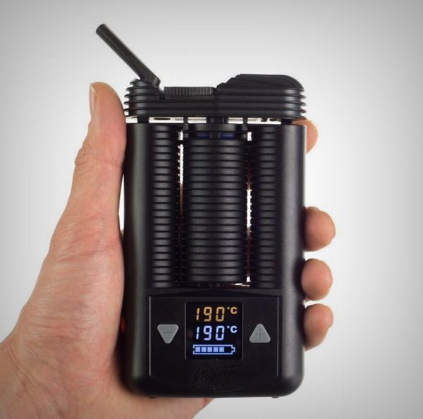 Front view of STORZ & BICKEL MIGHTY+ Vaporizer with temperature display and controls
