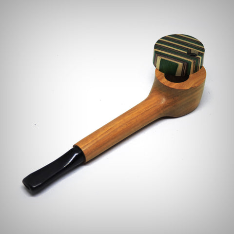 Hand carved wooden pipe with lid made from solid hardwood