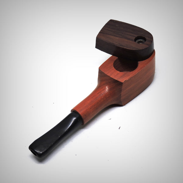 Handcrafted wood pipe with lid made from exotic hardwoods