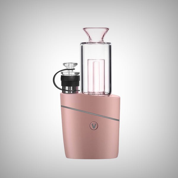 Pink VLAB Halo V2 Smart E-Rig angled view showing glass bubbler and VLAB button