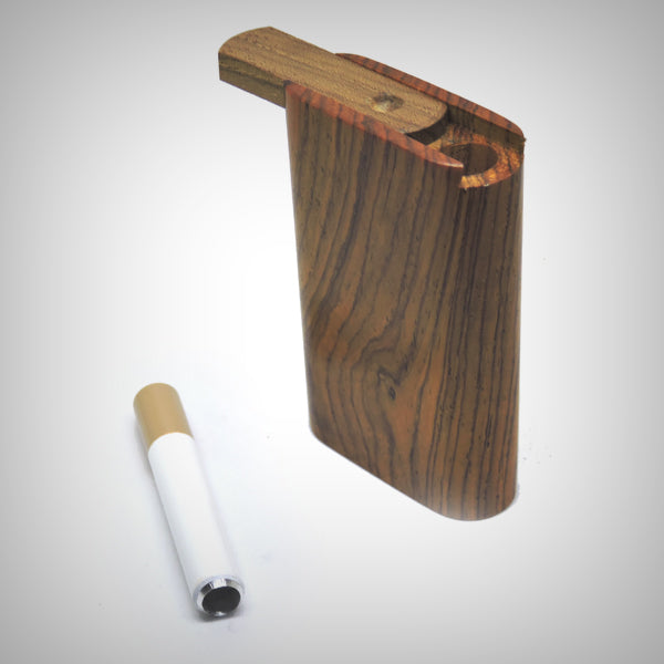 Pocket-sized hardwood one hitter dugout with built-in herb storage and pipe
