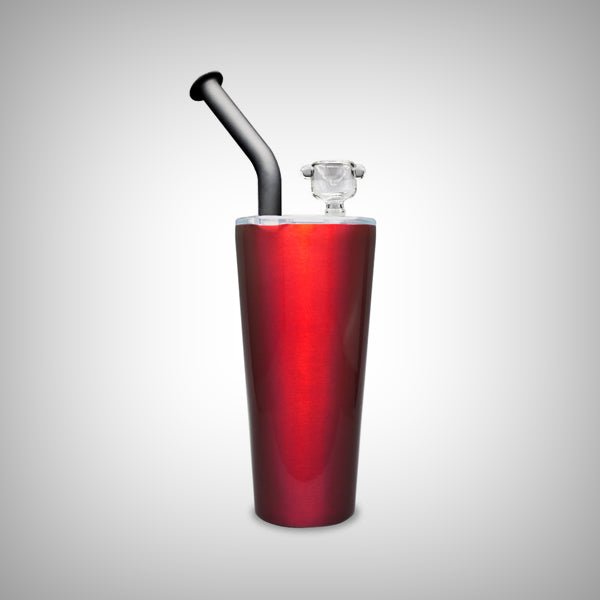 Polar Blast Skinny teal tumbler water pipe with glass bowl and black nozzle