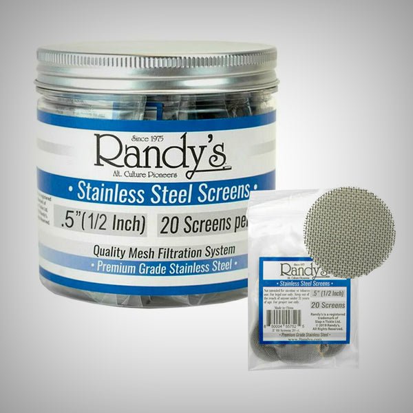 Randy’s stainless steel pipe screens jar with mesh screen packs