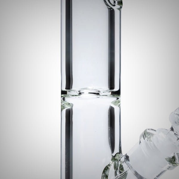 Side view of the Tank Straight Tube showing the angled glass joint and round base