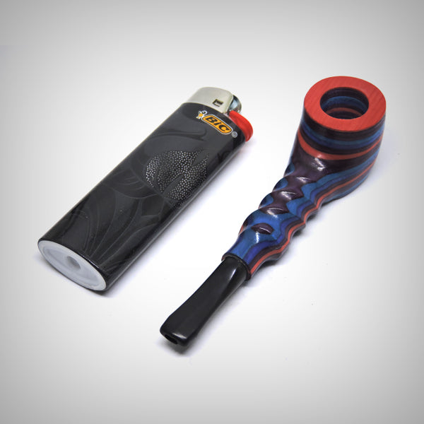 The Mill R-6 Rainbow Wood pipe with carved spiral shank