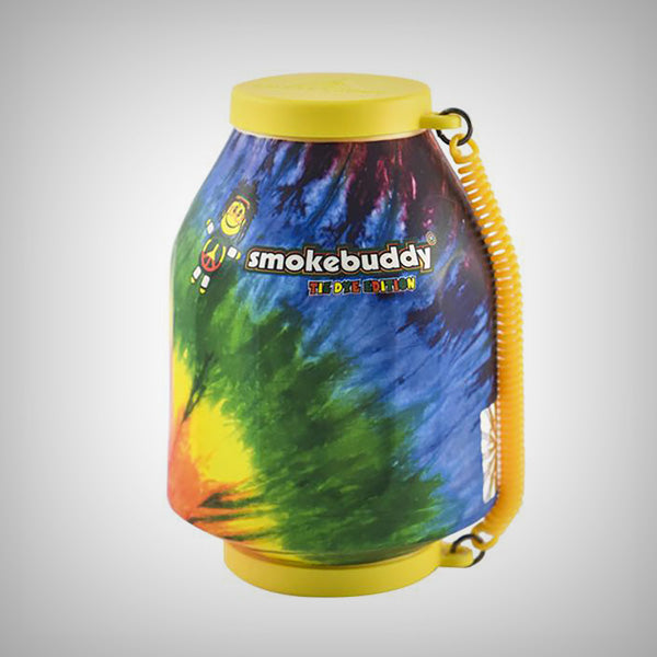 Tie-dye Smokebuddy Original Personal Air Filter with yellow trim