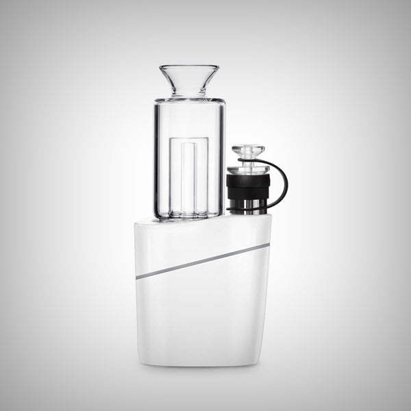 White VLAB Halo V2 Smart E-Rig front view with glass bubbler and tethered cap