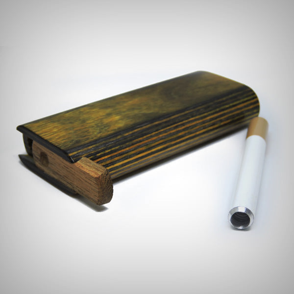 The Mill wooden dugout closed from an angled back view with dark wood panel